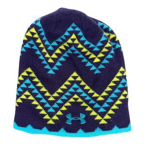 Under Armour Reversible Yellow Purple Turquoise Beanie Ski Winter Cap Toboggan